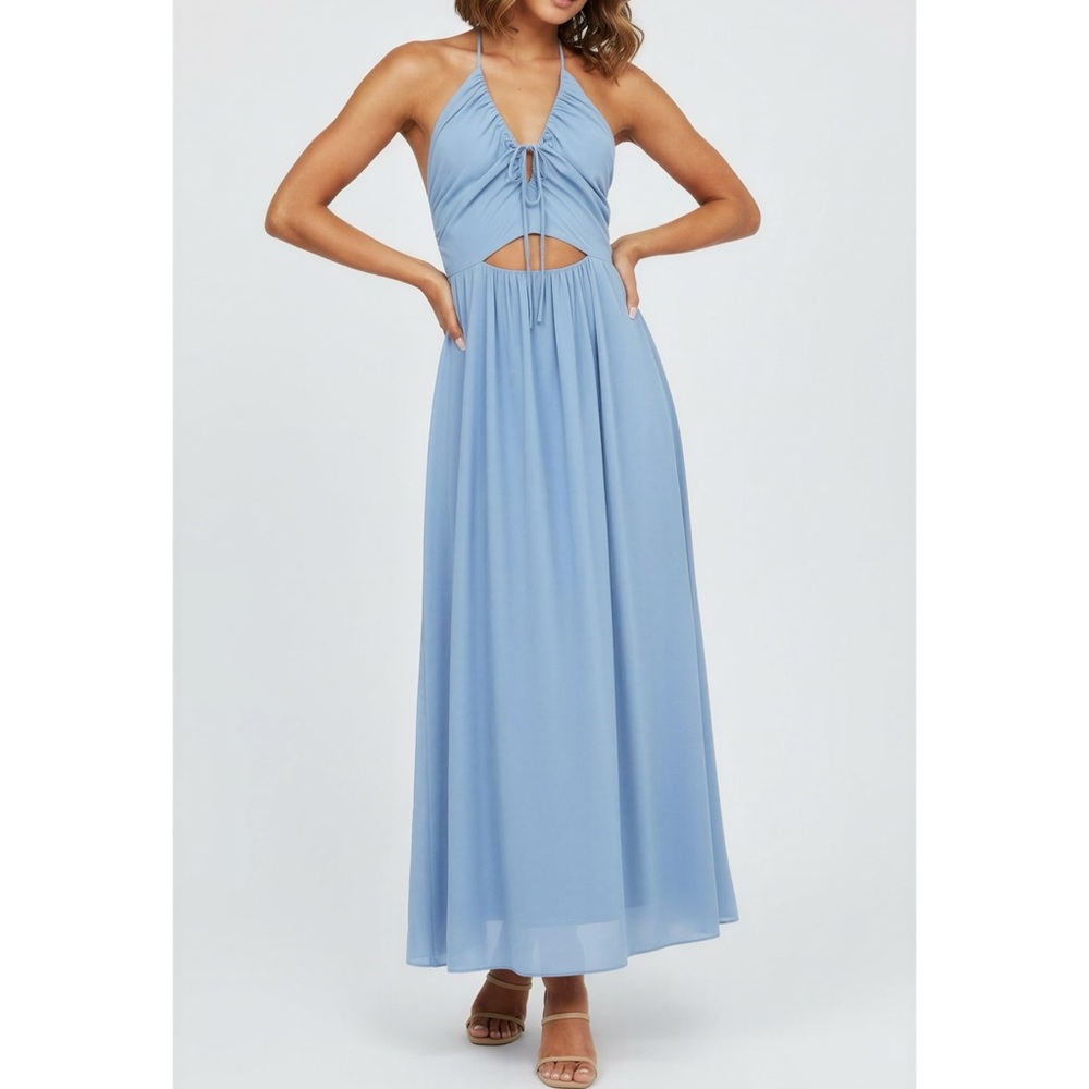 BEC + BRIDGE Calypso Halter Maxi Dress, Meridian Blue, 6 (US)